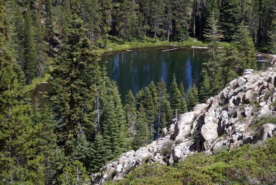 Lower Seven Lake viewed from the Pacific Crest Trail.